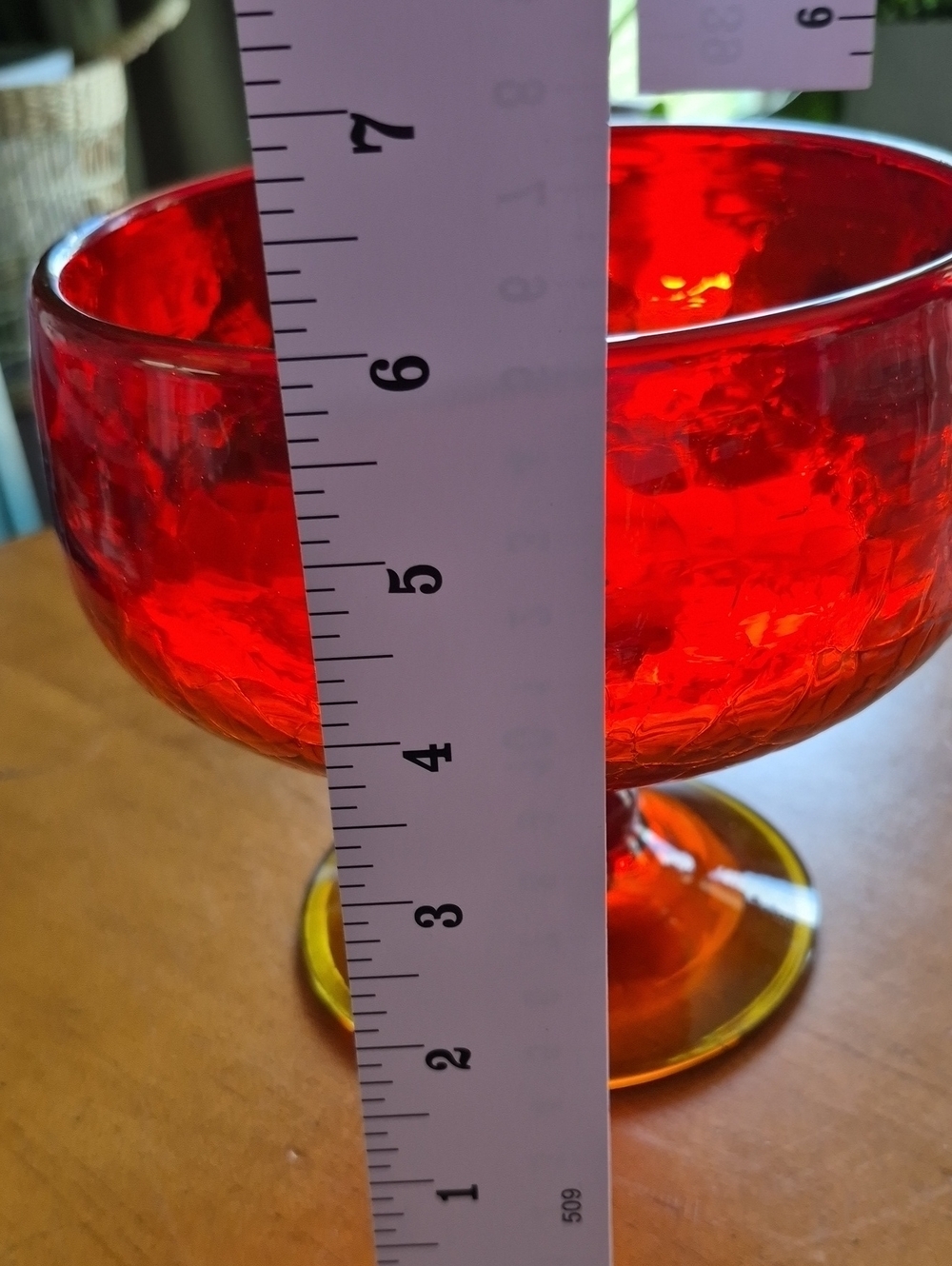 Vtg. Blenko Crackle Amberina Wayne Husted Footed Compote - Picture 7 of 8